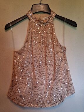 Beaded Halter Camisole in Blush Pink